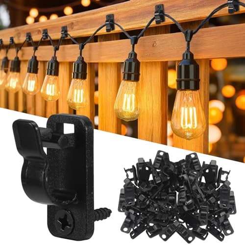 ueslwser 100 Pcs Screw-in Hooks for Outdoor String Lights Clips Fence Hooks Cable Hangers for Light Wire Indoor and Outdoor Hanger Hook for Christmas Halloween Patio and Fence Decorations