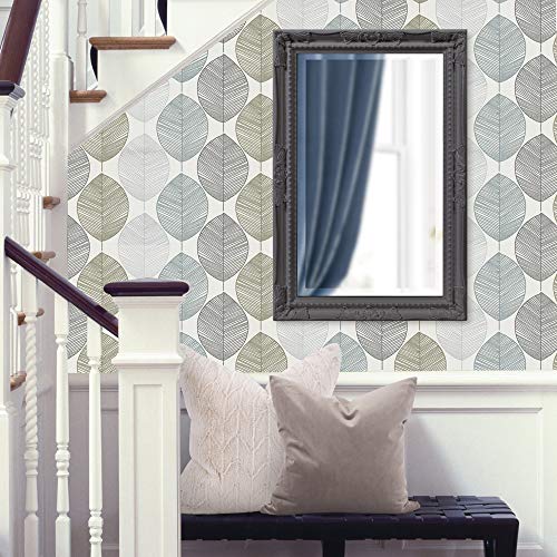 Image of Howard Elliott Collection Queen Ann Rectangular Glossy Charcoal Wall Mirror, Rectangle Hanging Wood Framed Vanity Mirrors for Home Decor, Living Room, Bathroom, Bedroom, or Hallway, 24 x 36 Inch