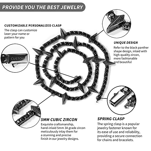 5mm Tennis Chain Personalized Hip Hop Jewelry Black Panther Necklace For Men Full Iced Out Cubic Zircon Fashion Necklaces3