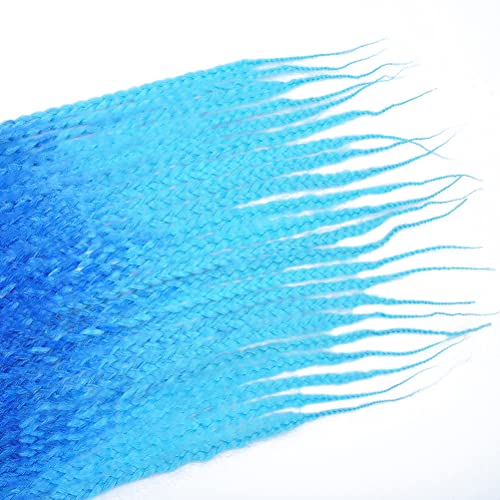 Afnote Crochet Box Braids Hair For Black Women 24 Inch 6 Packs Pre-Looped Ombre Blue Crochet Braiding Hair 132 Strands/Lot Synthetic Goddess Medium Box Braid Hair Extensions (Black/Blue/Light Blue) #TOP4