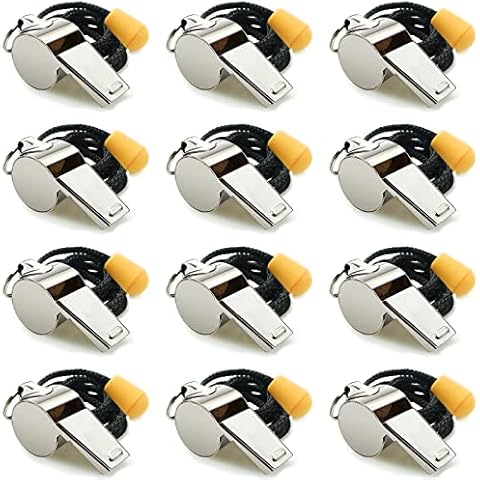 Hipat Whistle, 12PCS Stainless Steel Sports Whistles with Lanyard, Loud Crisp Sound Whistles Bulk Great for Coaches, Referees, and Officials Cover