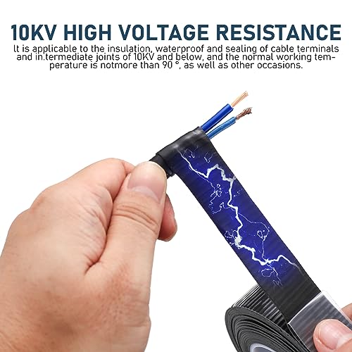 Siyurongg Selbstverschweißendes Isolierband, 4 Rolle Schwarz Wasserdichtes Klebeband Elektrisches Isolierband, Elektriker Vulkanisierband für elektrische Kabelisolierung Reparaturen, 4.5mx22mm