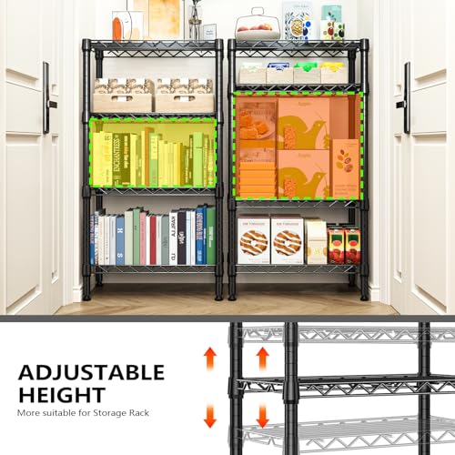 Image of M MZG 1000 lbs 4 Tier Shelf Metal Storage Shelves Wire Rack Closet Organizers with PP Board for Garage Kitchen Bathroom Laundry Black 11.8 inch D x 21.7 inch W x 39.5 inch H