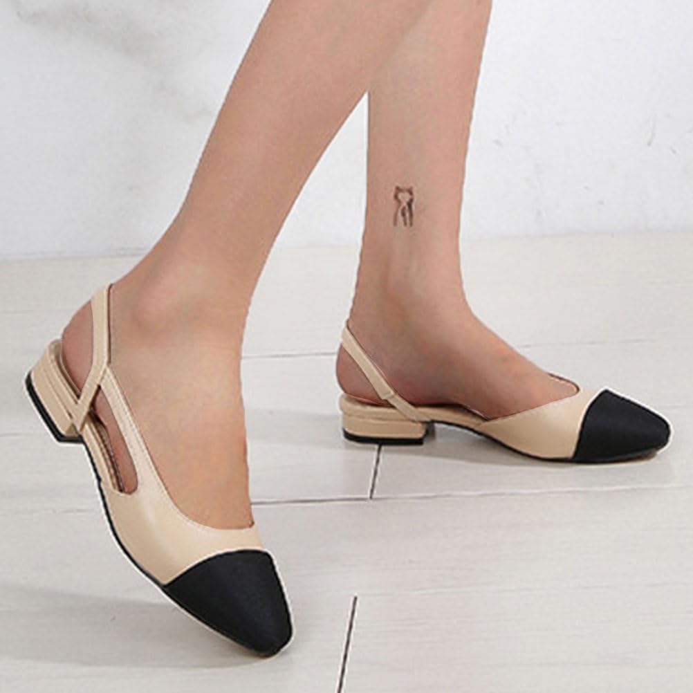 Wilbb Femmes Élégant Bloc Slingback Talon Souple Cuir Femme Sandales Habillées Escarpins,1.5cm,41 EU