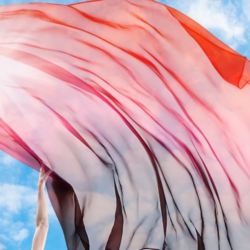 Image of Jecery 2 Set Praise Dance Flags, Orange-red-purple, 55'' X 78 inch
