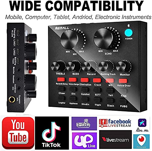 REMALL Live Sound Card v8 Audio Sound Card Broadcasting Live Streaming Voice Changer Mixer met Meerdere Geluidseffecten… - Image 5