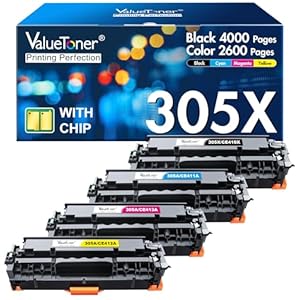 Valuetoner Cartucho de tóner remanufacturado de repuesto para HP 305A 305X CE410A CE410X CE411A CE412A CE413A para LaserJet Pro 400 M451dn M451nw M475dn M475dw M451dw M375nw (negro, cian, magenta, amarillo)
