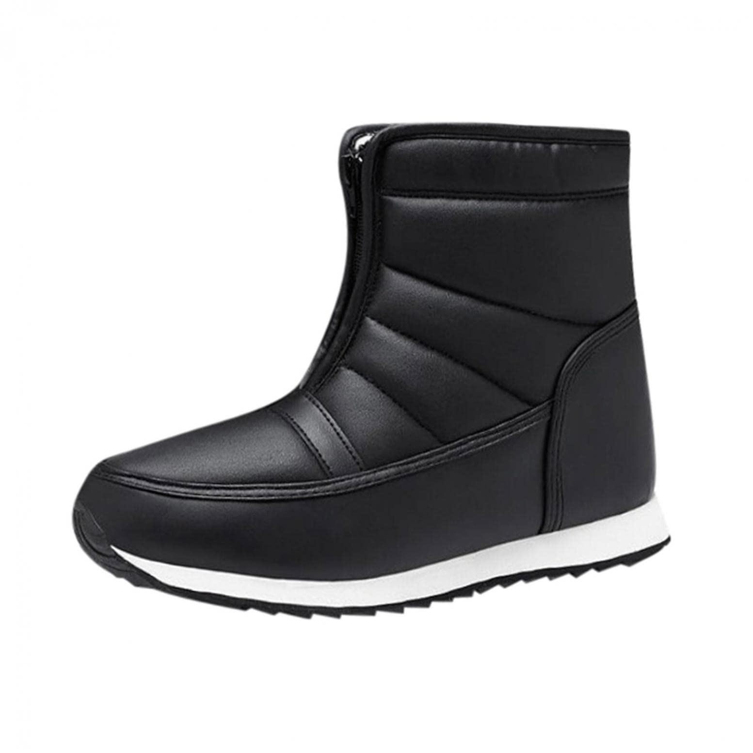 Work Boots for Women Waterproof Non-Slip Platform Boots Wearable Steel Toe Safety Booties Front Zipper Warm Winter Boots Outdoor Cozy Walking Shoes