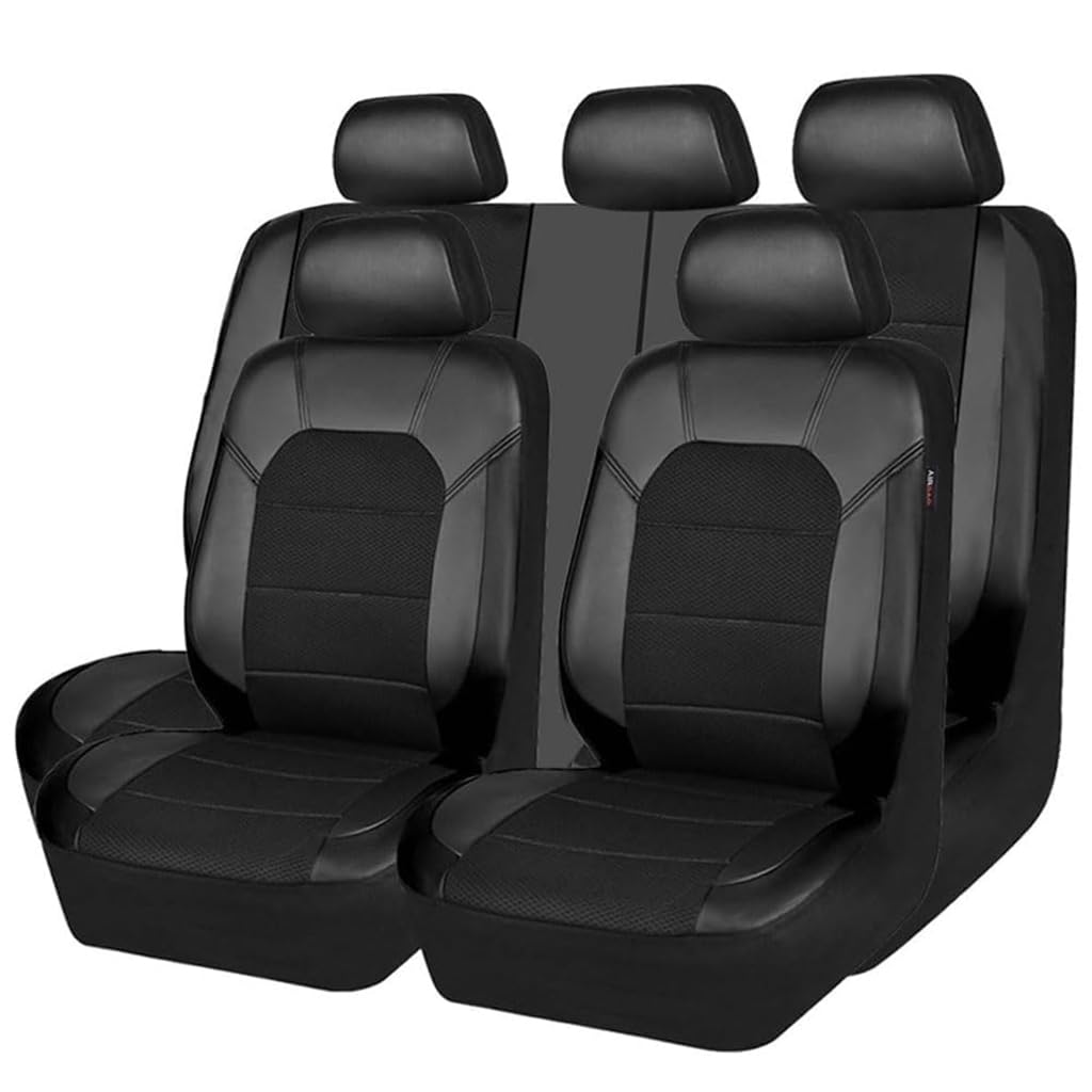 Auto Sitzbezüge für Dacia Jogger 2022 2023 2024 2025, Wasserdicht Sitzbezug Komplett Set PU Leder Autositzbezüge Vordersitze Rücksitze Schonbezüge,Black