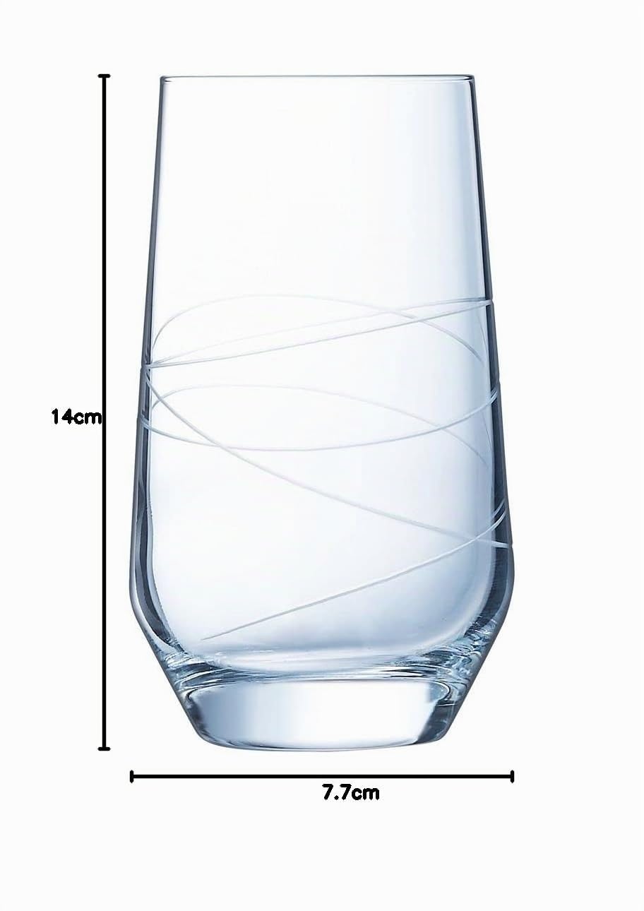 Cristal D'Arques Vasos de Agua de Cristal Abstraction 40 cl Juego de 6 | Cristalín sin plomo, vasos para zumo, refresco y whisky, apto para lavavajillas, fabricado en Francia