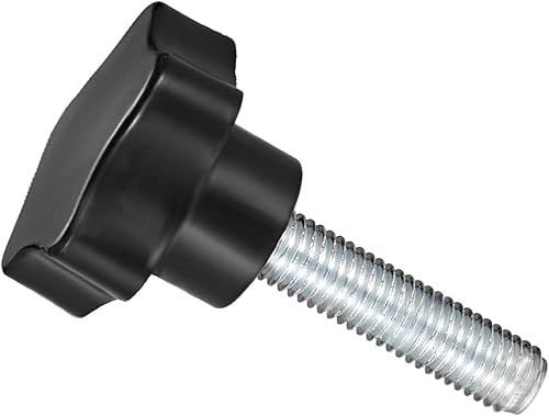 Miniatura 22 de Perillas de sujeción de estrella, rosca macho M5 x 0.984 in, cabeza de 0.945 in, mango de tornillo de pulgar de plástico, perno roscado, color negro