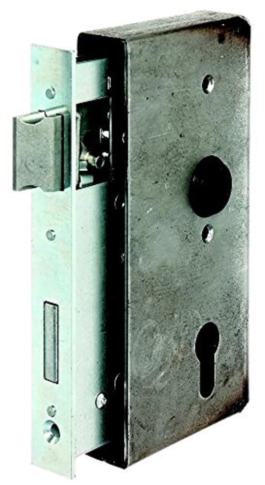 Alberts 413408 Schlosskasten | mit verzinktem Schloss | Stahl | Dornmaß 55 mm | 185 x 90 x 30 mm