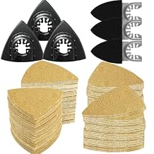 146PCS Multitool Sanding Pads for Oscillating Tool Sanding Attachments, Contains Triangle and Finger Sandpaper in a Variety of Grits, Detail Sanders for Woodworking, Metal and Other Surfaces
