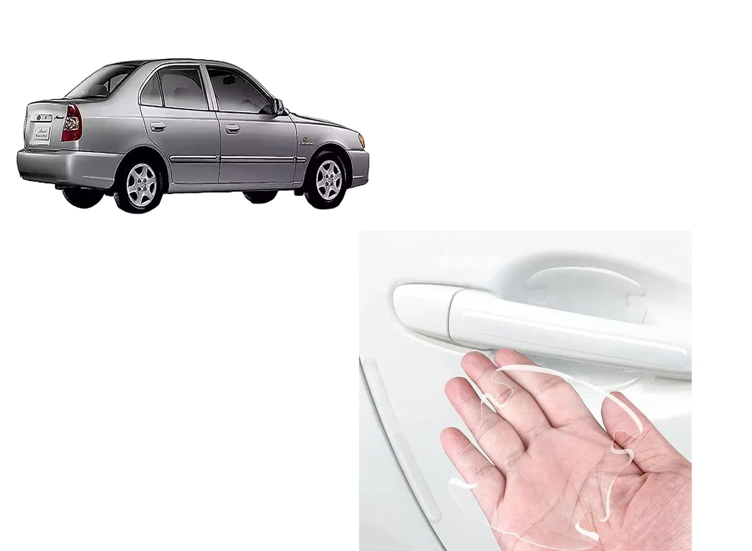 Car Accessories - Car Door Finger Scratch Guard Compatible with Hyundai Accent Accessories All - Durable & Flexible Design (Set of 4 Pieces) (Black)