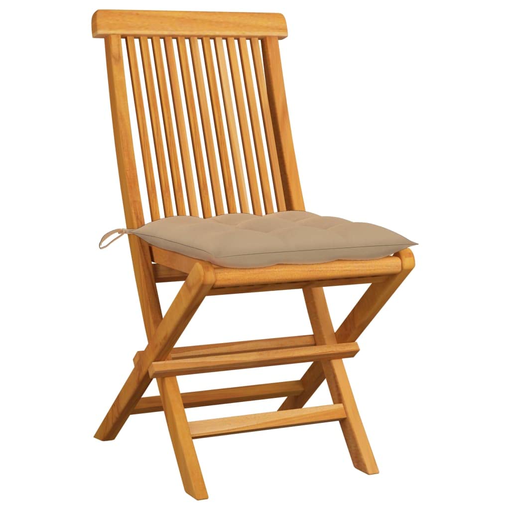 Generico Sedie da Giardino con Cuscini Beige 2 pz in Massello di Teak,Mobili da Giardino,Mobili e sedie da Giardino,Sedie da giardino-3062478