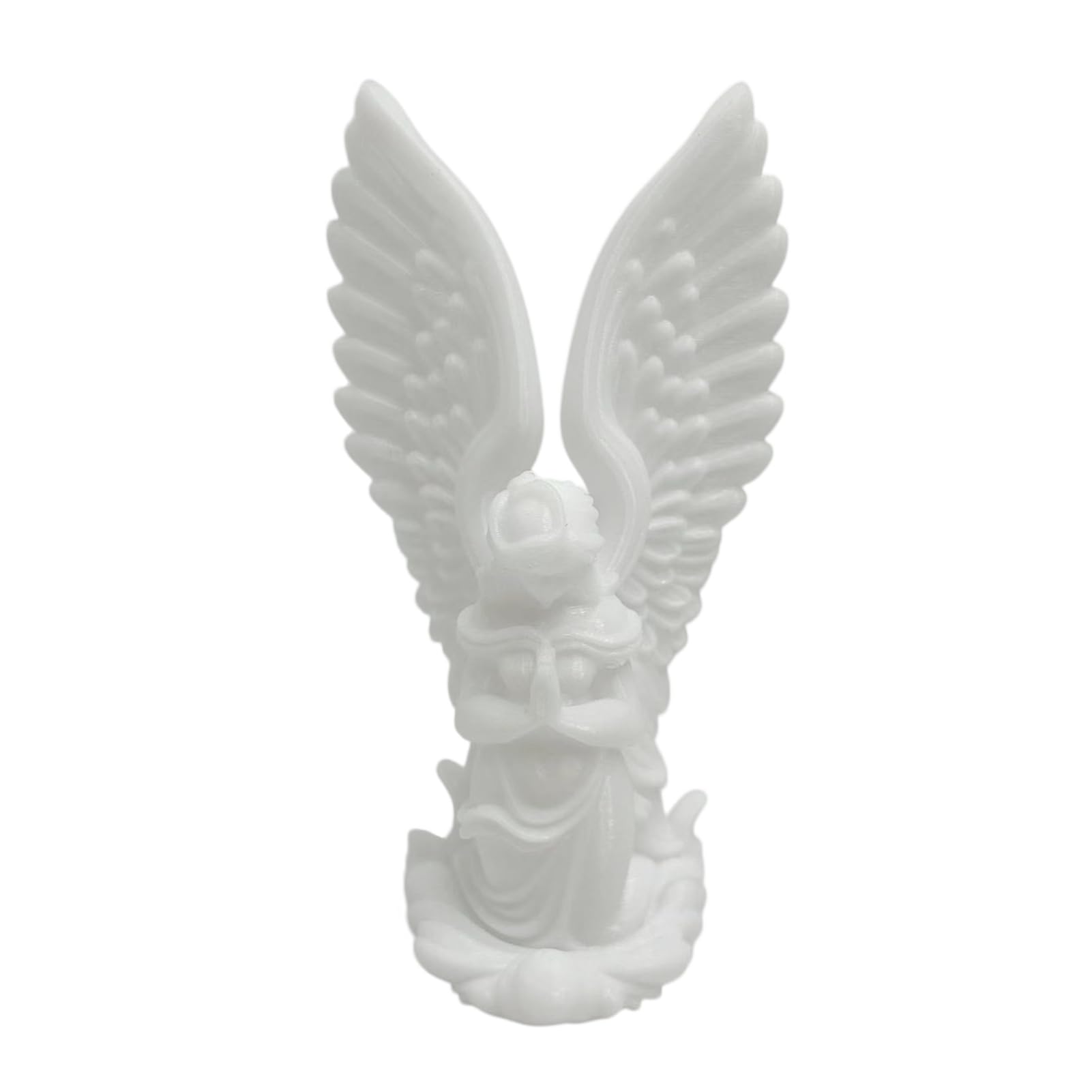 matumou 3D Printed Kneeling Angel Statue, Praying Cupid Figurine with Delicate, Compact Matte White Desktop Ornament for Home Decor,