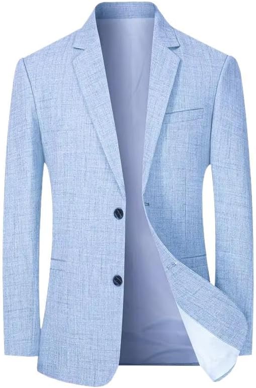 Men's Lightweight Suit Jacket Spring Fall Business Casual Blazer for Men-Light Blue01