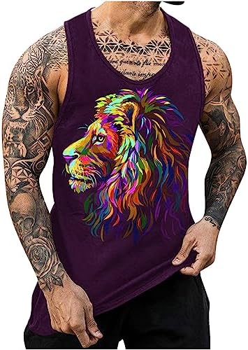 Men’s Animals Lion Graphic Tank Tops Funny Trendy