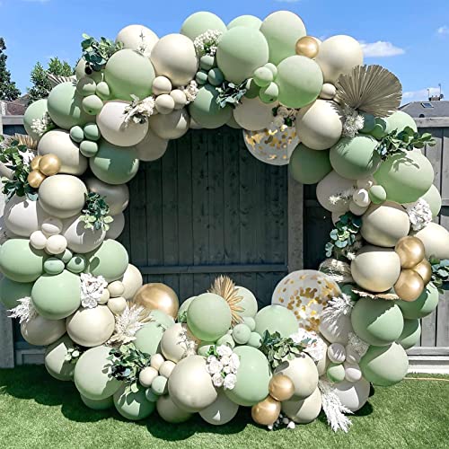 🍀【Grande gamma di usi】Il kit arco ghirlanda di palloncini verde oliva è molto adatto per decorazioni baby shower verde salvia, addio al nubilato, matrimonio, festa di compleanno, laurea, anniversario, decorazione addio al nubilato, decorazioni a tema safari giungla. Ci sono 4 colori di palloncini, viene fornito con una ghirlanda di eucalipto finto che si può decorare nell'arco di palloncini come si desidera e aggiunge più all'arco di palloncini verdi tutti insieme per l'estetica perfetta.
