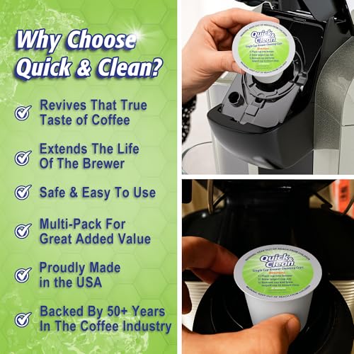 Image of Quick & Clean [24-Pack Keurig Cleaning Pods - K Cup Cleaner Pod For Keurig - 2.0 Coffee Machine Compatible, Removes Stains, Non-Toxic and Eco-Friendly