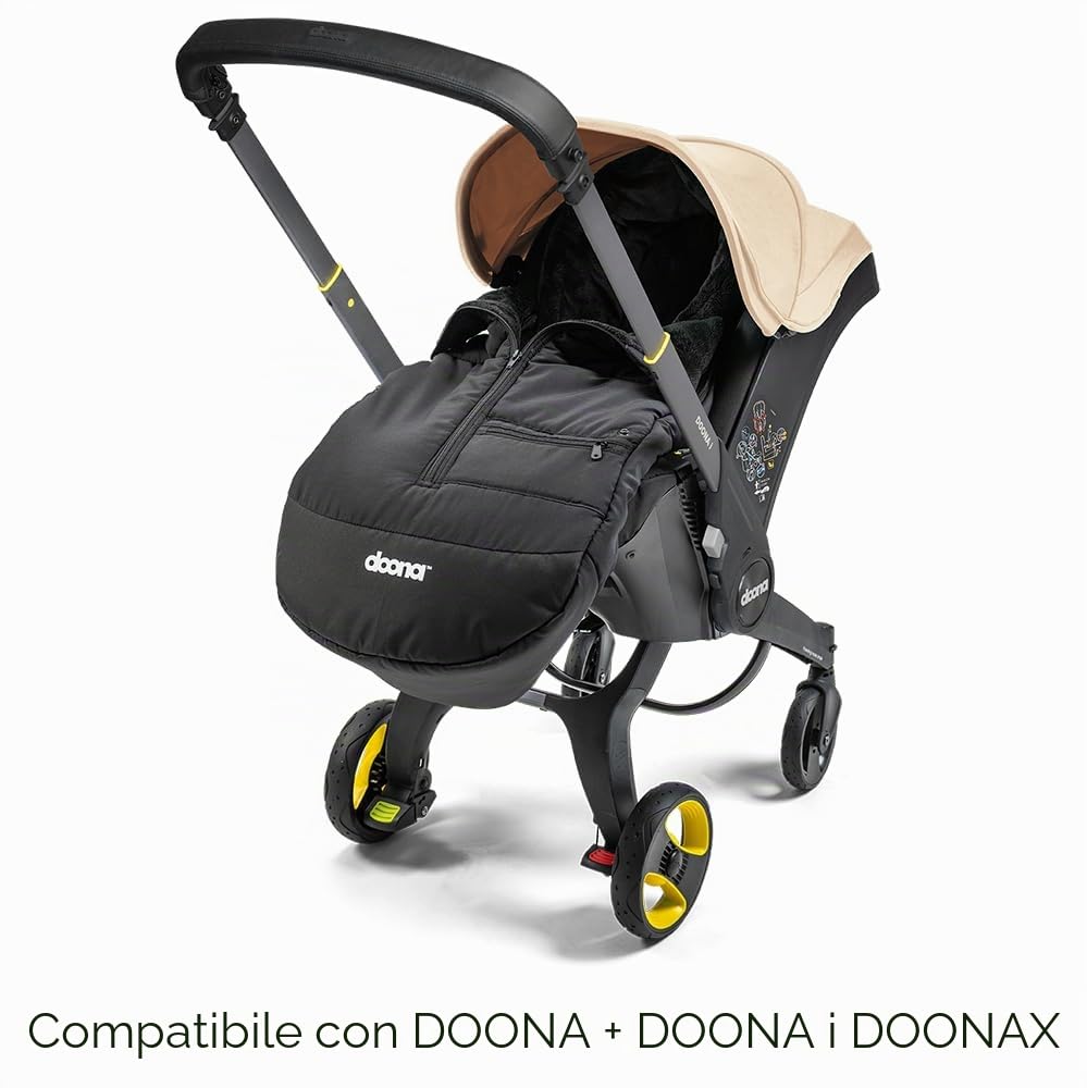 DOONA, coprigambe, adatto alla maggior parte dei seggiolini auto, dei passeggini e delle carrozzine, con coperta imbottita, resistente alle intemperie e lavabile in lavatrice, nero