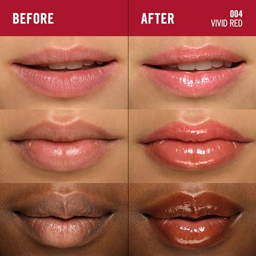 Rimmel Oh My Gloss! Lip Oil 004 Vivid Red, Juicy Shine, Hydrates & Naturally Plumps, Moisture Boost, Vitamin E - Image 2