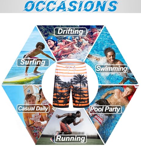 Image of APTRO Men's Swim Trunks 9 inch Quick Dry Bathing Suit Big & Tall Beach Swimsuits, Orange, Small
