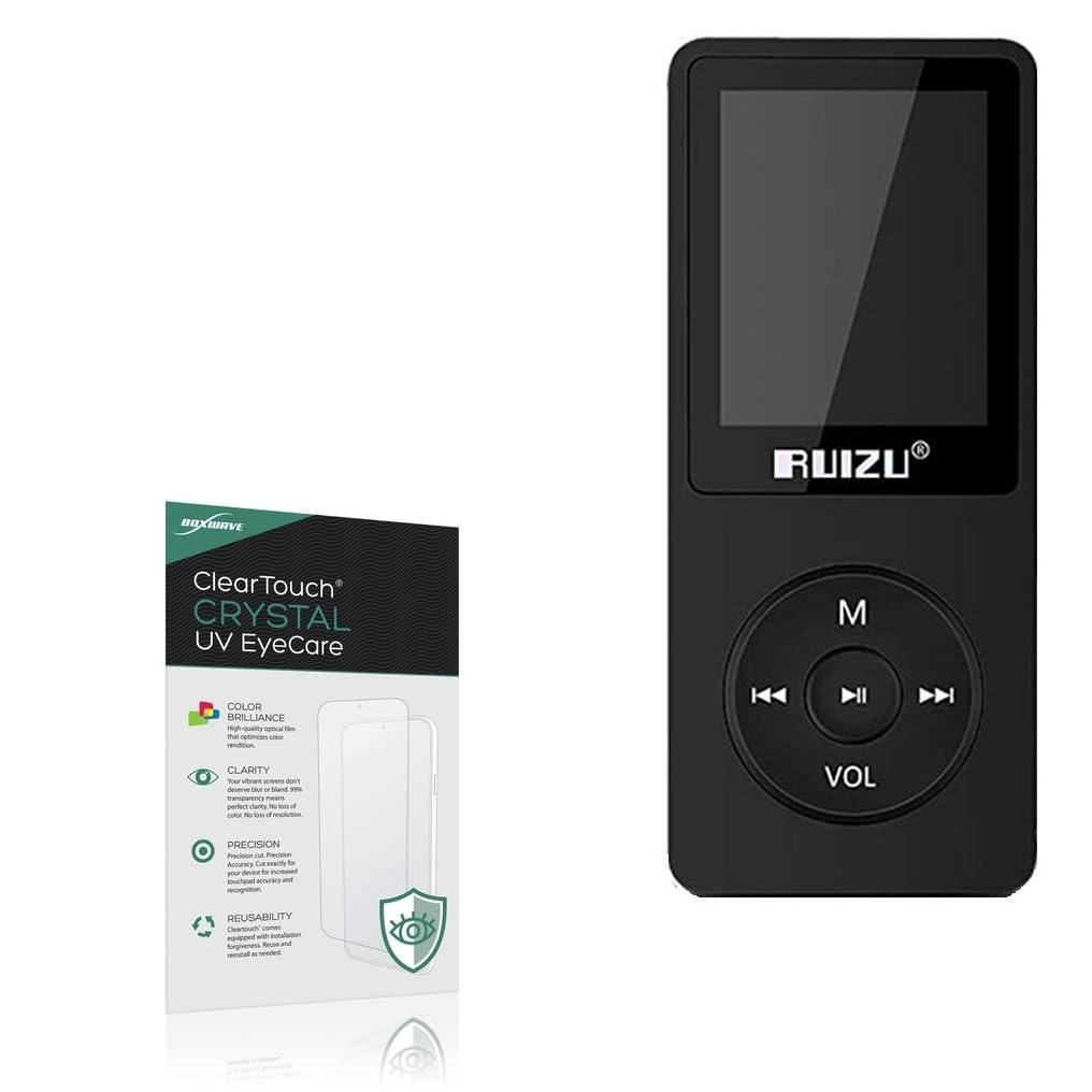 BoxWave Screen Protector Compatible with RUIZU X02 Bluetooth MP3 Player - ClearTouch Crystal Anti-UV EyeCare (2-Pack), Filters Out Harmful Blue Light Reduce Fatigue