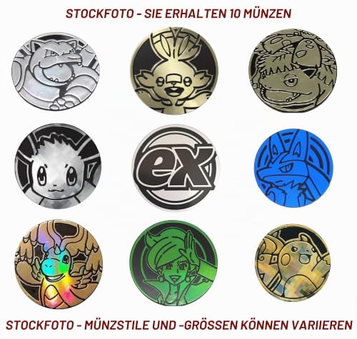 Pokémon - 10 verschiedene Gaming-Münzen - Kunststoff Metallic - Tischzubehör - Keine Duplikate – Ansicht 5