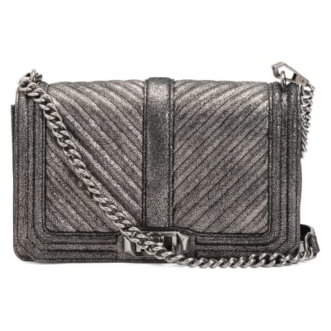 Rebecca Minkoff Women's Chevron Quilted Love Crossbody, Gunmetal, One Size Cover