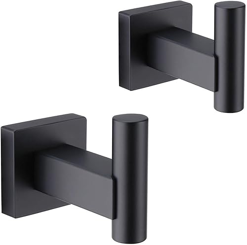 GERZWY Gancho para ropa de baño, color negro mate, SUS 304, de acero inoxidable, para baño, cocina, garaje, resistente, contemporáneo, estilo hotel,