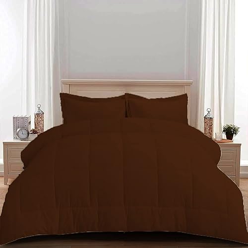 Miniatura 4 de Edredón 100% algodón egipcio de 17.64ozm, supersuave, con 2 fundas de almohada, para clima frío  cama individual, XL, color gris pardo