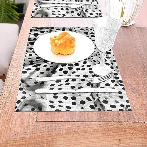 Sets de table lavables à pois noirs pour table de cuisine