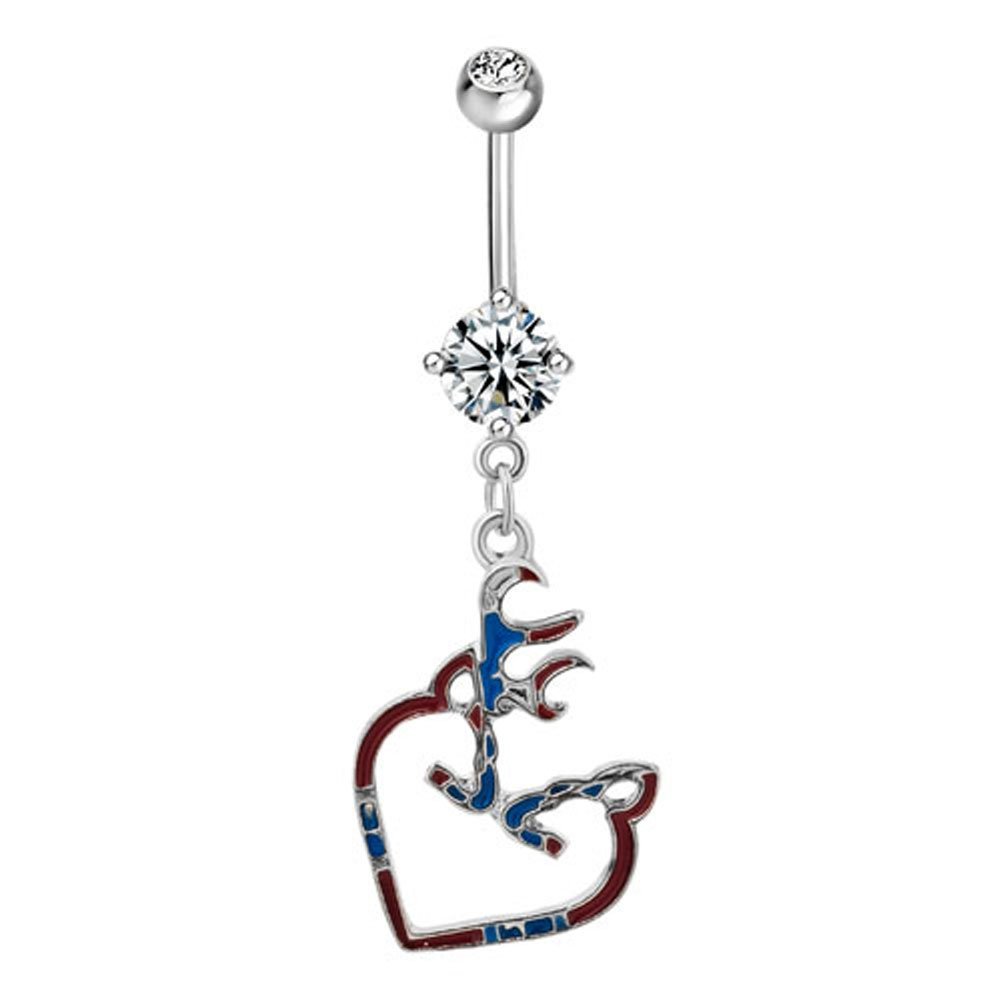 LuckyJewelry Heart Belly Button Sexy Cute Ring Dangle 316L Surgical Steel Body Jewelry Piercing