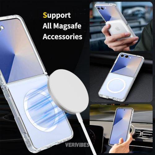 Image of Ultra Hybrid Clear Case Compatible with Samsung Galaxy Z Flip 7 | Magnetic Wireless Charging | 360 Hinge Protection | Anti-Yellow 3 Layer Shockproof Drop Protection Cover - Transparent