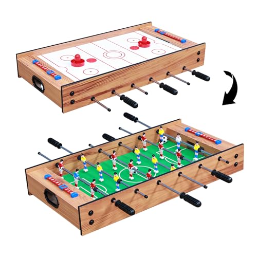 2 in 1 Multi-Spieltisch Mini-Fußballtisch mit Rutsche Hockey Kickertisch Spieltisch für Familie Eltern-Kind Interaktiver Kinder