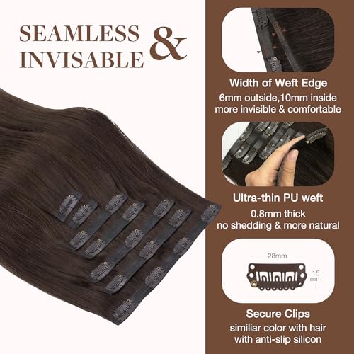 Image of GOO GOO Seamless Clip in Hair Extensions Real Human Hair Remy Extensions