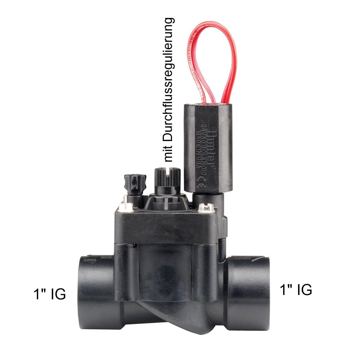 Hunter Magnetventil PGV-101 Kugelventil mit Innengewinde (1" (IG x IG) mit Durchflussregulierung) schwarz