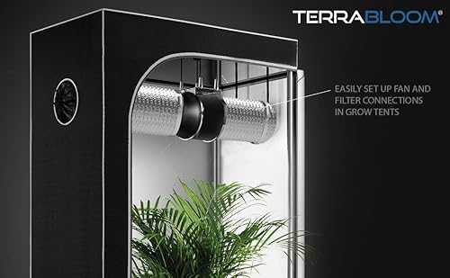 Terrabloom 4 Inch Aluminum Flex Duct - 8 Ft Long, Flexible Ducting With 2 Clamps, 3 Layer Hvac Ventilation Air Hose - Great For Dryer, Grow Tent, Green Houses, Household Hvac Venting #TOP4