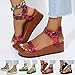 Sandals For Women With Arch Support,Ladies Fashion Summer Canvas Colorful Tie Dye Round Toe Wedge Platform Sandals,Closed Toe Sandals Women