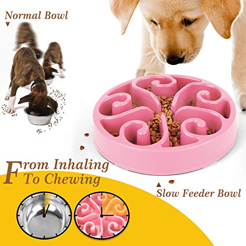 Jasgood Slow Feeder Dog Bowl Slow Eat Feeder For Fun Slow Feeding Interactive Bloat Stop Dog Bowl,B-Pink #TOP4