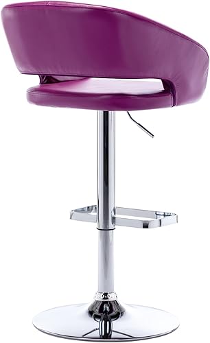 Miniatura 43 de Vogue Furniture Direct Taburete de bar ajustable con respaldo y brazos huecos, moderno taburete giratorio de piel sintética, silla de barra de Negro