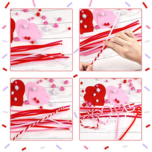 Image of Caydo 200 Pieces Pink Pipe Cleaners 6 mm x 12 inch, Creative Crafts Decorations in 4 Colors for Mother's Day Decorations (Red, Pink, White, Purple)