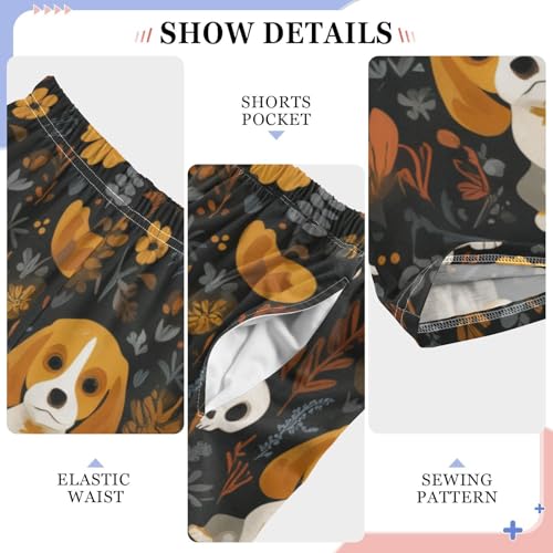 ZZXXB Beagle Skull Flowers Boys Long Pants Soft Trousers Elastic Waist Kids Lounge Bottoms with Pockets S-XL4