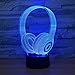 Produktbild 3D optische Täuschungslampe Nachtlicht für Kinder LED Nachttischlampe 7 Farben Touch-Schalter USB-Lade (Kopfhörer)