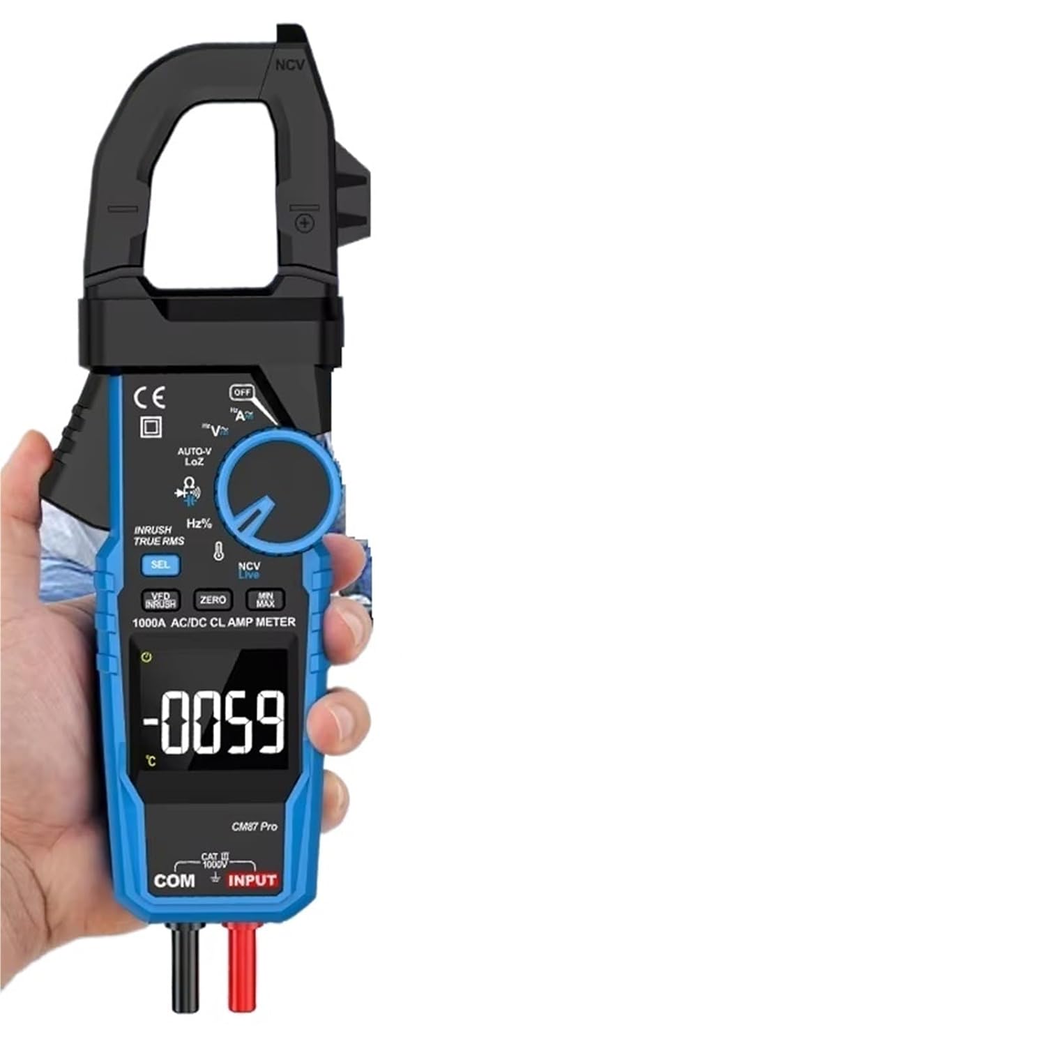 0-1000 DC AC Current Voltage Clamp Meter 6000 Counts Digital Multimeter Amperimetric Clamp capacitance ohm Temp Electrician Tool(CM87D PRO)