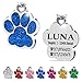 Hund und günstig Kaufen-Ibera gifts - Hundemarke mit Gravur und personalisierte Hundemarke in Pfotenform, perfekt für kleine bis mittelgroße Haustiere (Blau)
