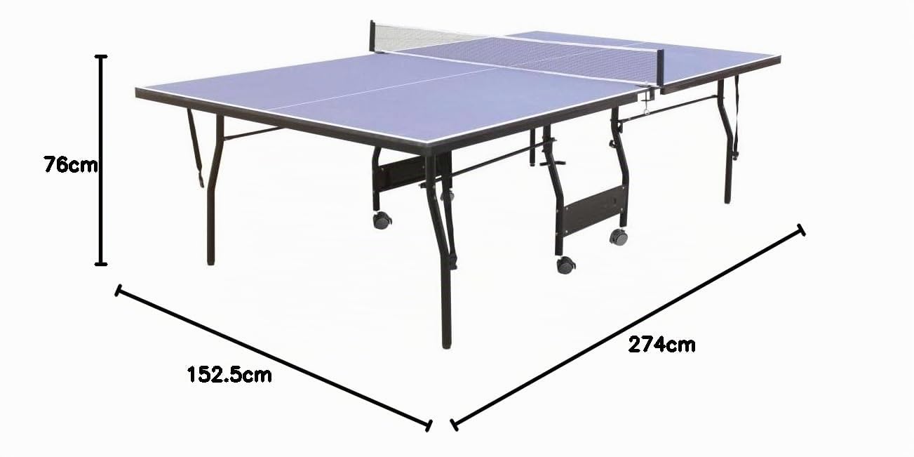 Vente-unique Garry Pliant Table de Ping-Pong Bleu L274 x P152.5 x H76 cm avec Roulettes