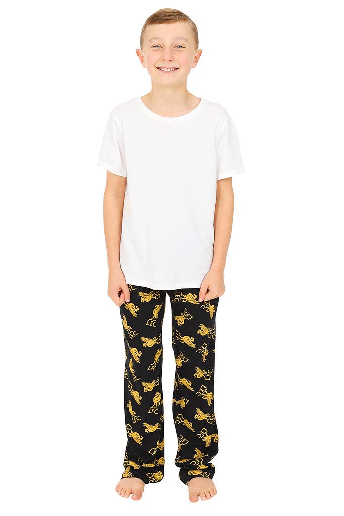 Official Liverpool FC Boys Lounge Pants Black Gold Cotton (8-9 Years) - Image 2