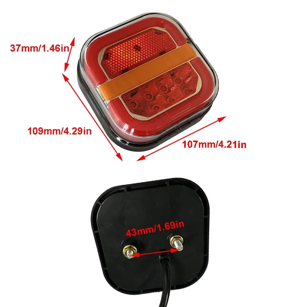 Par 4 '' 12-24V Luz trasera LED cuadrada Izquierda Derecha Freno trasero Indicador de para giro para señal Para remolque Van Para autobús 4x4 Para camioneta